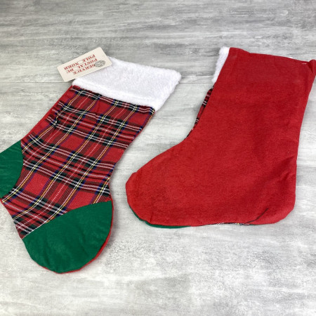 Lot de 2 Chaussettes de Noël en Tartan, 42x 24 cm, décoration à carreau écossais
