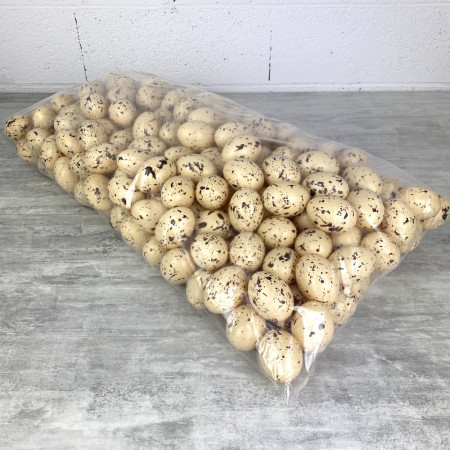 XXL bag of 250 natural speckled plastic eggs, height 6 cm, Easter decoration and egg hunt