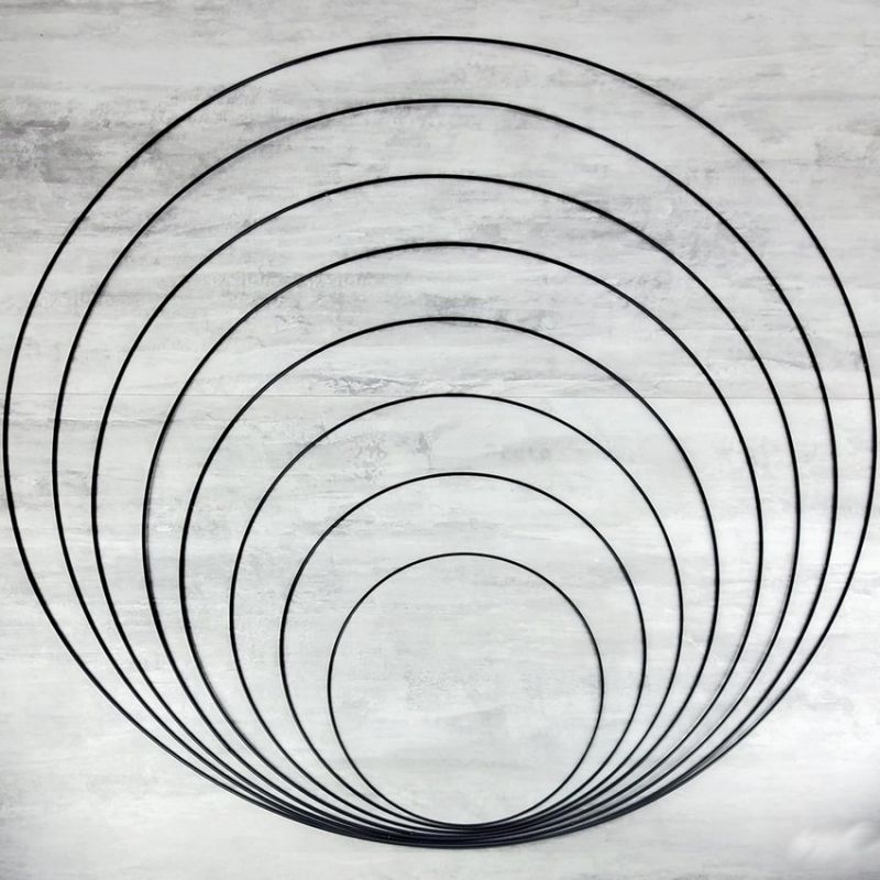 Set aus 8 grosse Schwarze Drahtringen Durchmesser 30 cm bis 100 cm für Lampenschirm, Epoxidringe für Traumenfänger