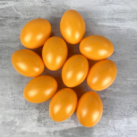 Lot de 10 Oeufs en plastique Orange clémentine, hauteur 6 cm, déco de Pâques et chasse aux oeufs