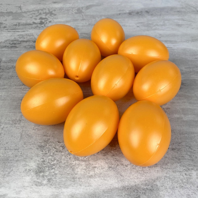 Lot de 10 Oeufs en plastique Orange clémentine, hauteur 6 cm, déco de Pâques et chasse aux oeufs