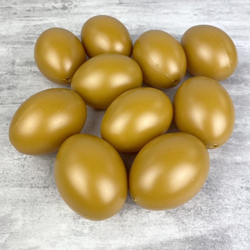 Lot de 10 Oeufs en plastique Curry, hauteur 6 cm, déco de Pâques et chasse aux oeufs