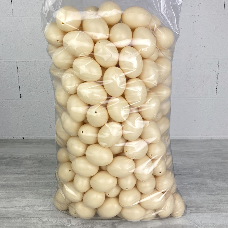 XXL Beutel 250 Elfenbeincreme Plastikeier, Höhe 6 cm, Osterdeko und Eiersuche