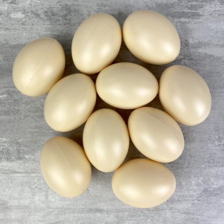 Lot de 10 Oeufs en plastique Crème ivoire, hauteur 6 cm, déco de Pâques et chasse aux oeufs