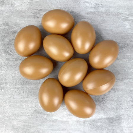 Lot de 10 Oeufs en plastique brun Noisette, hauteur 6 cm, déco de Pâques et chasse aux oeufs