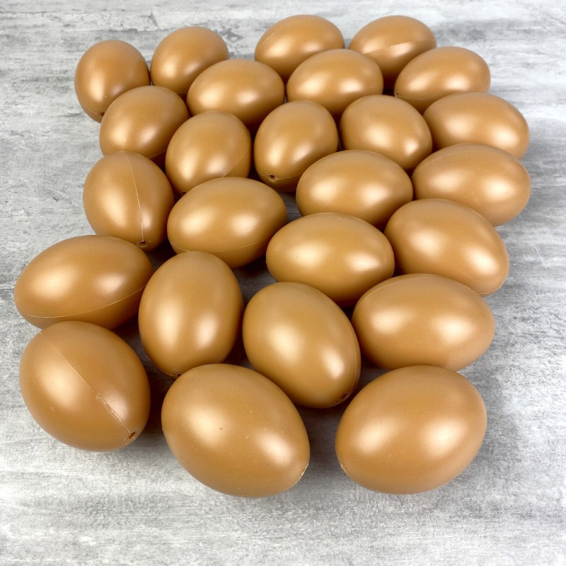 Lot 25 Oeufs en plastique brun noisette, hauteur 6 cm, déco de Pâques et chasse aux oeufs