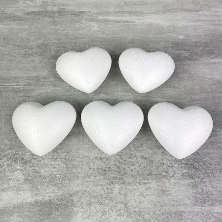 Lot de 5 petits coeurs 3D bombés en polystyrène, 5 cm, densité pro