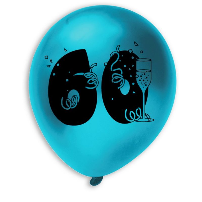 30 Luftballons Geburtstag 60 Jahre, Durchm. 28 cm, Metallicfarben