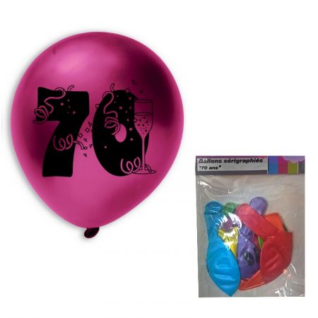 30 Balloons Birthday 70 years, Diam. 28 cm, Metallic colors
