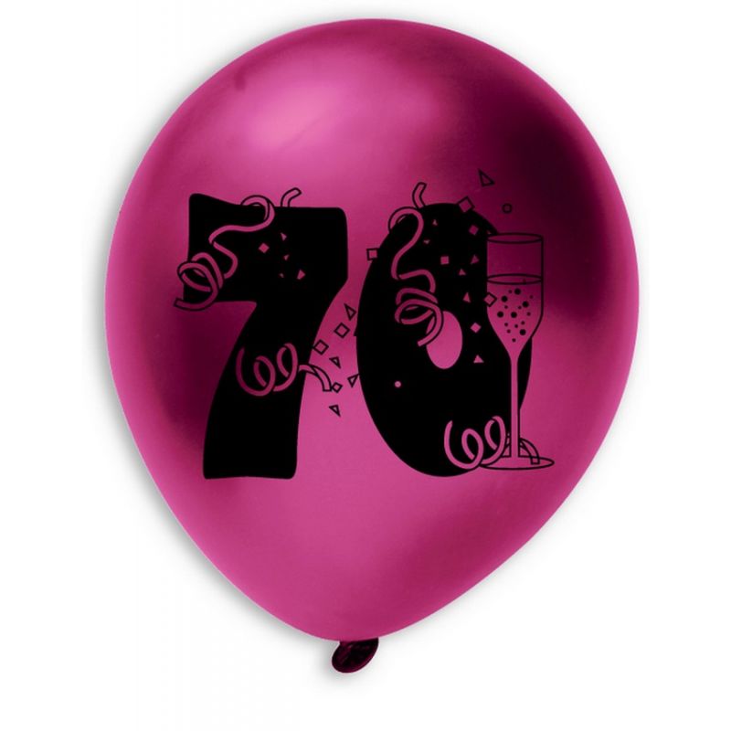 Gros lot 30 Ballons métallisés 70 ans Anniversaire, Diam. 28 cm, Coloris aléatoires
