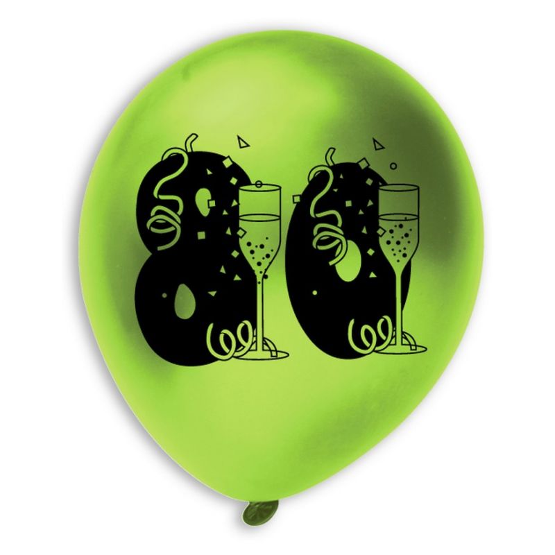 Beutel mit 10 Luftballons, siebgedruckt, 80 Jahre, Durchmesser 28 cm, für Geburtstagsdeko