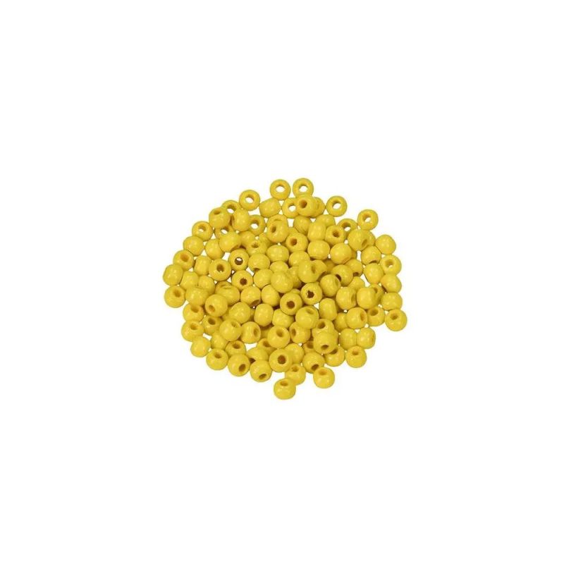 Gros lot 450 Perles en bois Jaune, diam. 4 mm, perçage 1.5 mm