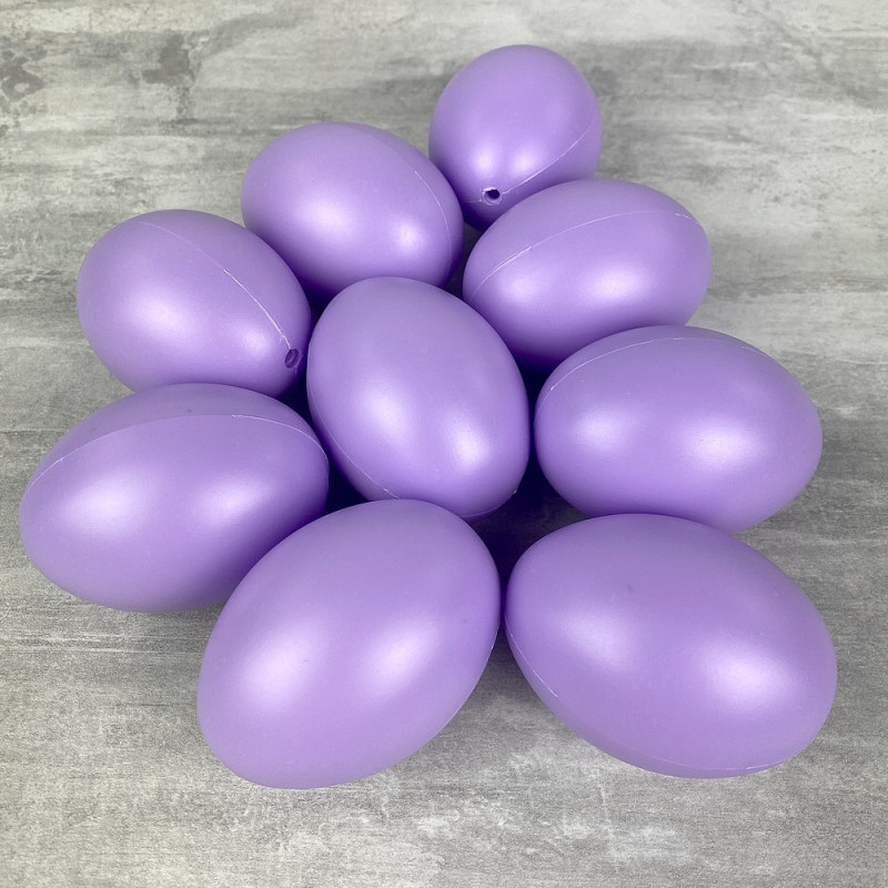 Lot de 10 Oeufs en plastique lavande, hauteur 6 cm, déco de Pâques et chasse aux oeufs