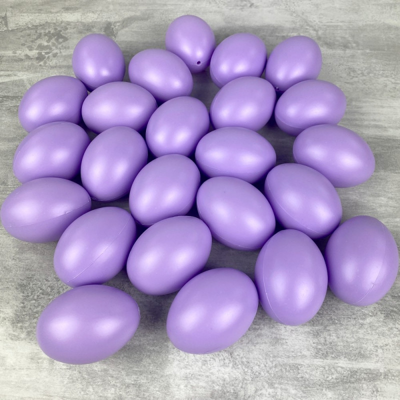 Lot 25 Oeufs en plastique Lavande, hauteur 6 cm, déco de Pâques et chasse aux oeufs