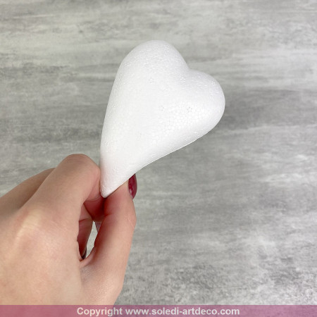 Small Elongated Heart, polystyrene, Drop Shape, 8x5.5 cm, domed
