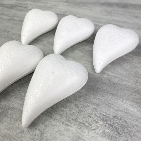 Lot de 5 Petits Coeurs allongés en polystyrène, Forme Goutte, 8x5,5 cm, bombé