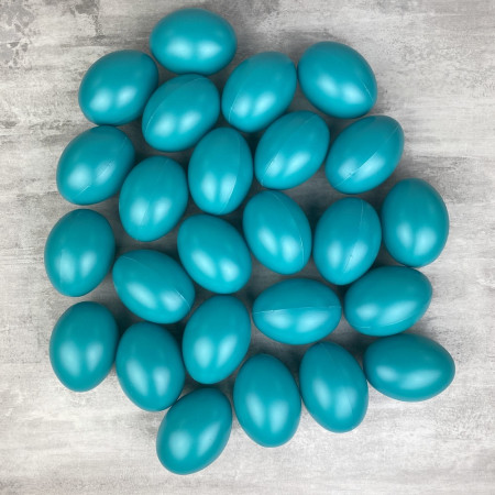 Lot 25 Oeufs en plastique Bleu canard, hauteur 6 cm, déco de Pâques et chasse aux oeufs