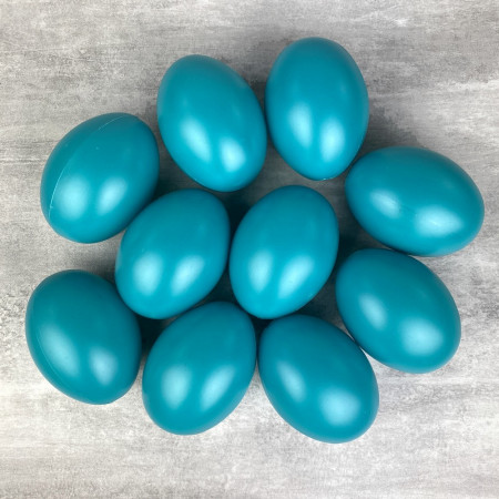 Lot de 10 Oeufs en plastique bleu canard, hauteur 6 cm, déco de Pâques et chasse aux oeufs