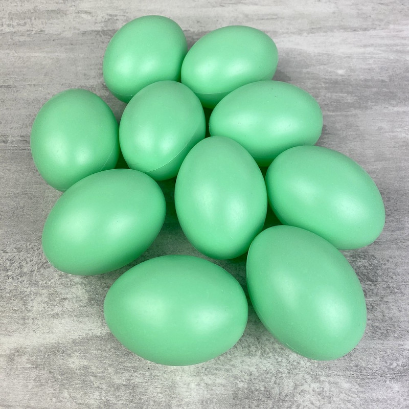 Lot de 10 Oeufs en plastique Vert menthe, hauteur 6 cm, déco de Pâques et chasse aux oeufs