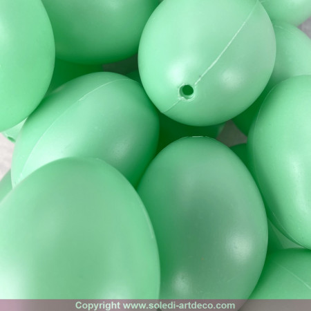 Lot 25 Oeufs en plastique Vert menthe, hauteur 6 cm, déco de Pâques et chasse aux oeufs