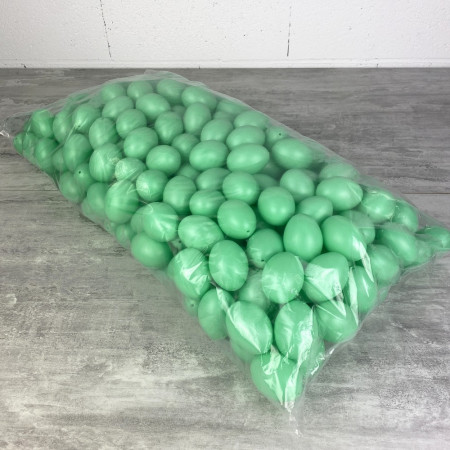 Lot XXL 250 Oeufs en plastique Vert menthe, hauteur 6 cm, déco de Pâques et chasse aux oeufs