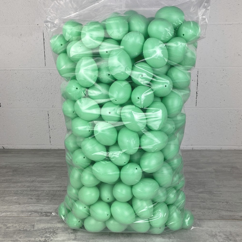 Lot XXL 250 Oeufs en plastique Vert menthe, hauteur 6 cm, déco de Pâques et chasse aux oeufs
