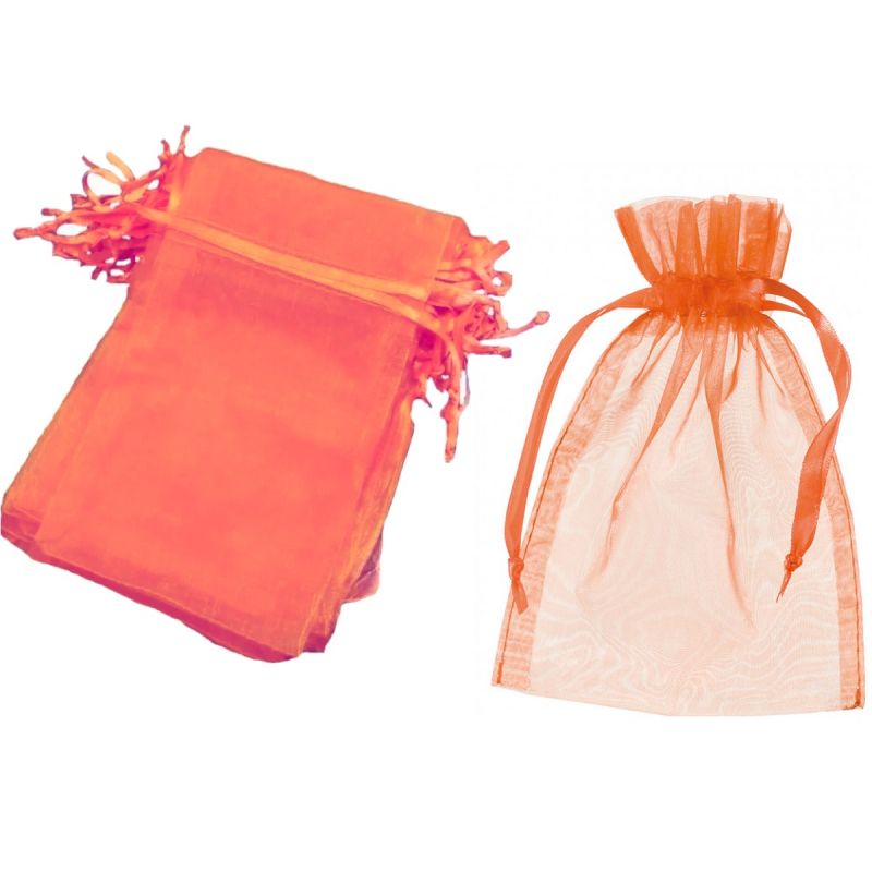 12 große orangefarbene Organzabeutel, 12,5x17 cm für Dragees, Geschenke, Hochzeiten, Geburtstage