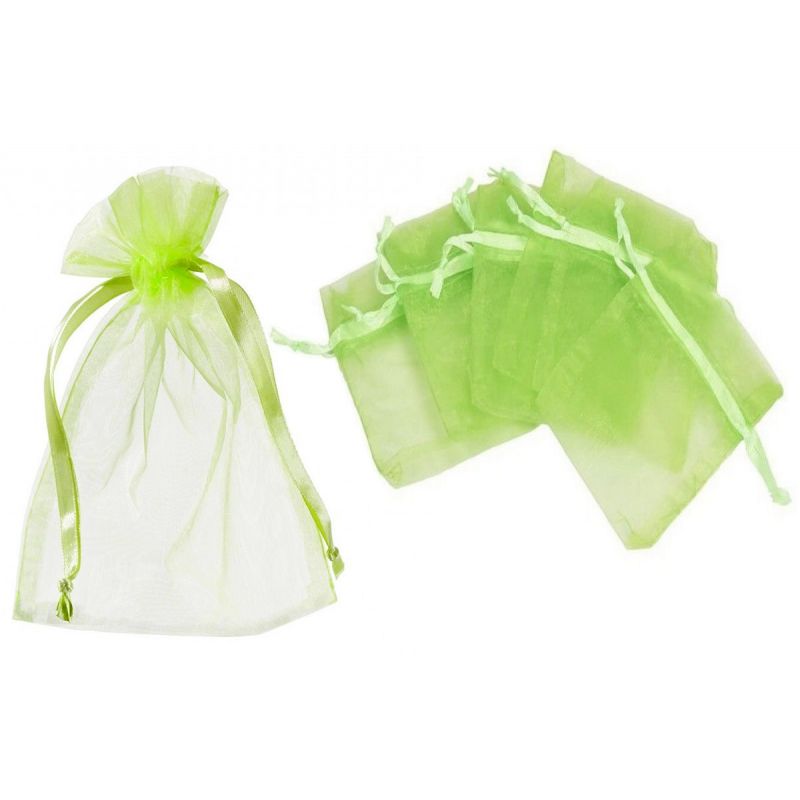 12 large light green organza bags, 12.5x17 cm, for dragees, gifts, weddings, birthdays