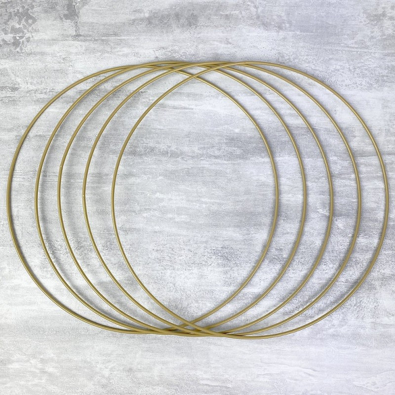 Lot de 5 Cercles métalliques doré ancien, diam. 40 cm pour abat-jour, Anneaux epoxy Attrape rêves