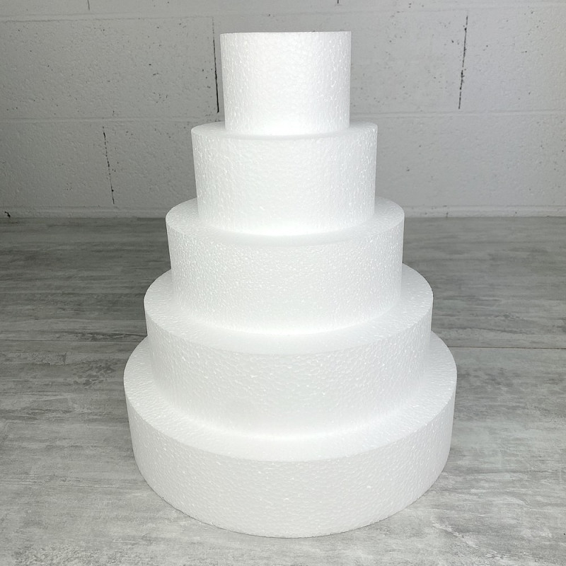 Pièce montée Présentoir en polystyrène haute densité, haut. 35 cm, diamètre de base 30 cm, 5 étages