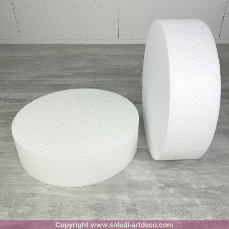 Set of 2 polystyrene discs, Height 7 cm, Diameter 25 cm, to decorate