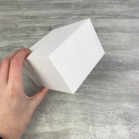 Petit Socle Carré en polystyrène, 10x10 cm, haut. 7 cm, Dummy support Pavé en Styropor blanc densité pro