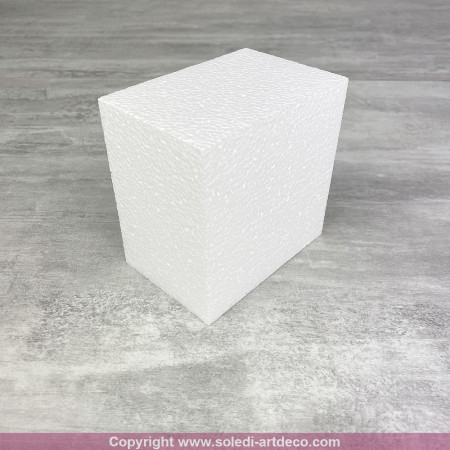 Petit Socle Carré en polystyrène, 10x10 cm, haut. 7 cm, Dummy support Pavé en Styropor blanc densité pro
