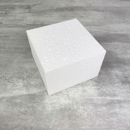 Petit Socle Carré en polystyrène, 10x10 cm, haut. 7 cm, Dummy support Pavé en Styropor blanc densité pro