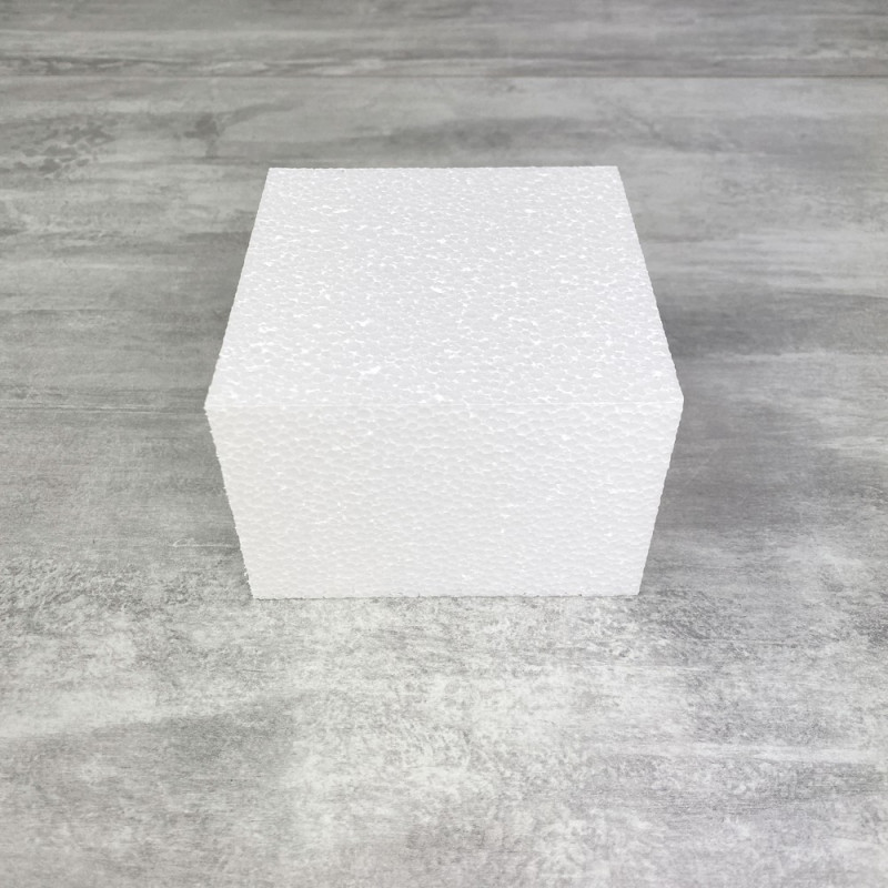Petit Socle Carré en polystyrène, 10x10 cm, haut. 7 cm, Dummy support Pavé en Styropor blanc densité pro