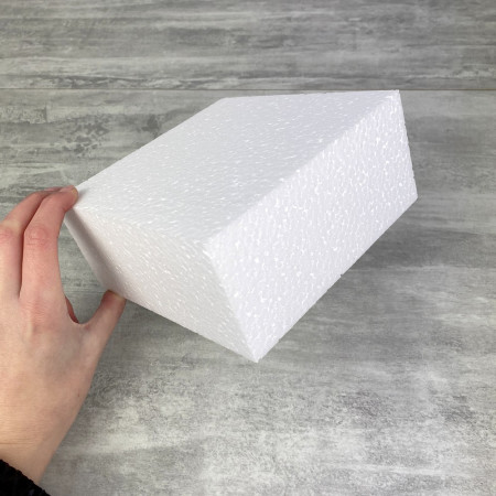 Socle Carré en polystyrène, 15x15 cm, haut. 7 cm, Dummy support Pavé en Styropor blanc densité pro