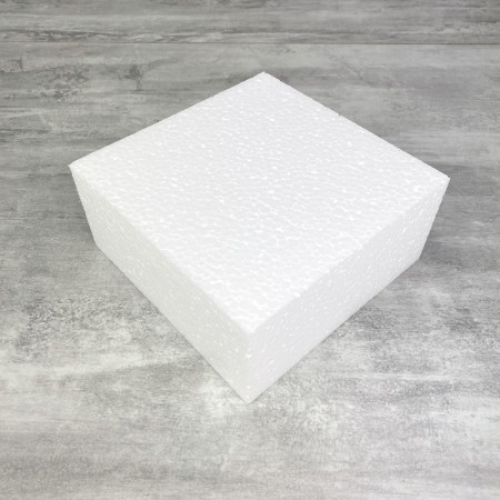 Socle Carré en polystyrène, 15x15 cm, haut. 7 cm, Dummy support Pavé en Styropor blanc densité pro