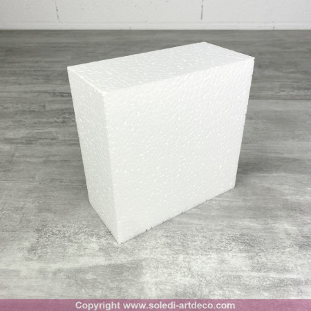 Socle Carré en polystyrène, 15x15 cm, haut. 7 cm, Dummy support Pavé en Styropor blanc densité pro