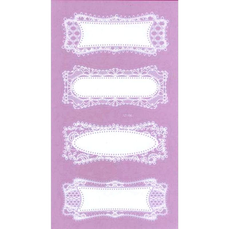 Lot de 8 Stickers imitation Rectangles en Dentelles, Largeur 10cm, pour tout support