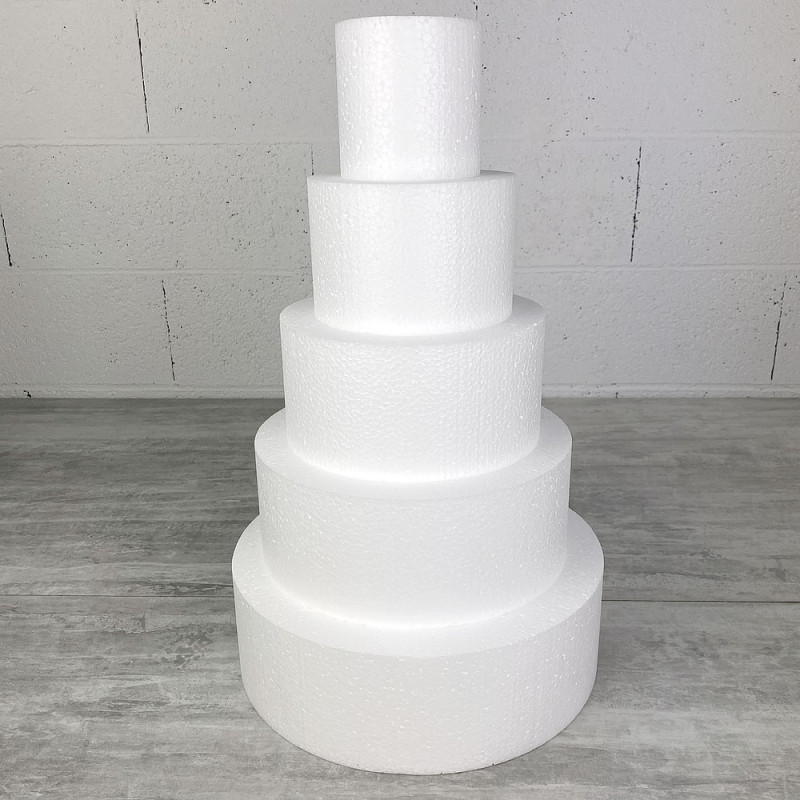 Pièce montée en Polystyrène, 50 cm de haut, Base Ø 30cm à 10cm, 5 étages wedding cake haute densité