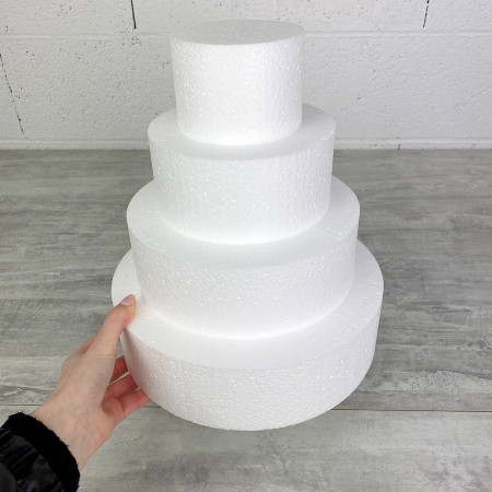 Styropor Hochzeittstorten-Dummy, 28 cm Gesamthöhe, Basis 25 cm Durchmesser, hohe Materialdichte