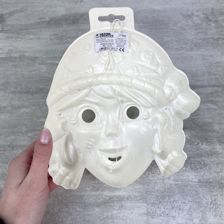Pirate Girl Mask in thin white plastic, for Carnival or Children's Birthday, Size 20cm, to decorate