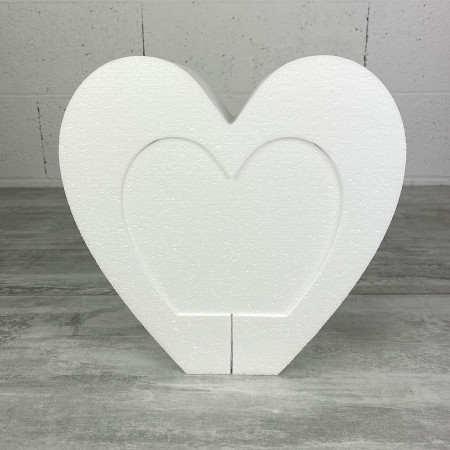 Support en polystyrène double Coeur, 25 x 25 cm, intérieur creux, 2 parties