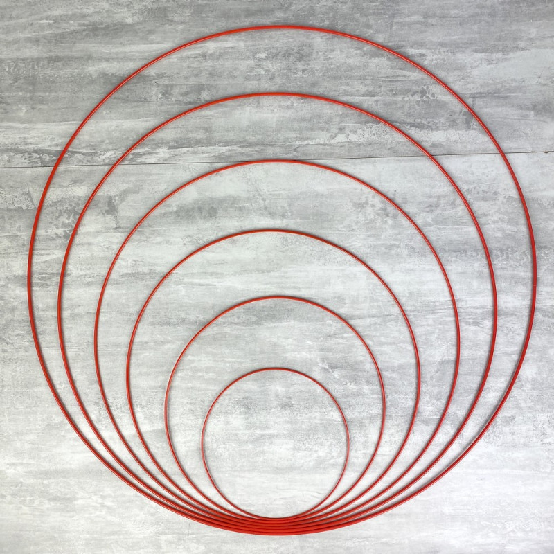 Lot 6 Cercles métal rouge Ø 20 cm à 70 cm, Anneaux en Epoxy pour Attrape rêves, abat-jour