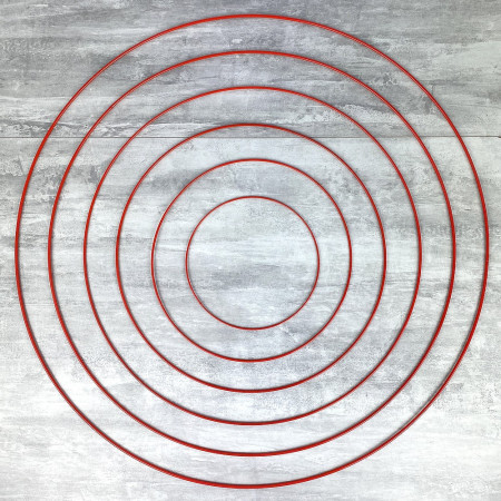 Lot 6 Cercles métal rouge Ø 20 cm à 70 cm, Anneaux en Epoxy pour Attrape rêves, abat-jour