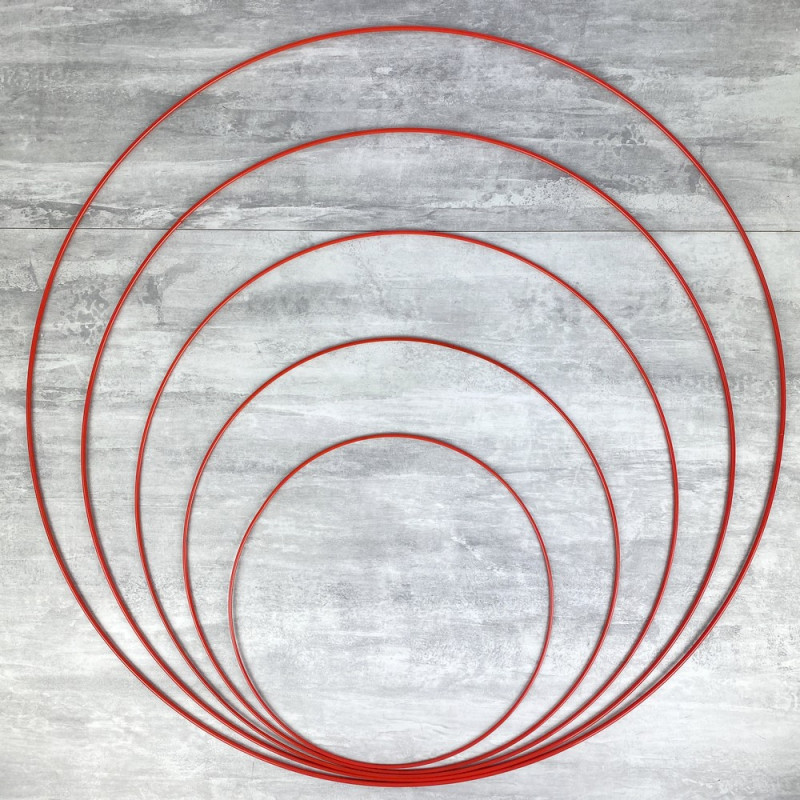 Lot 5 Cercles métal rouge Ø 30 cm à 70 cm, Anneaux en Epoxy pour Attrape rêves, abat-jour