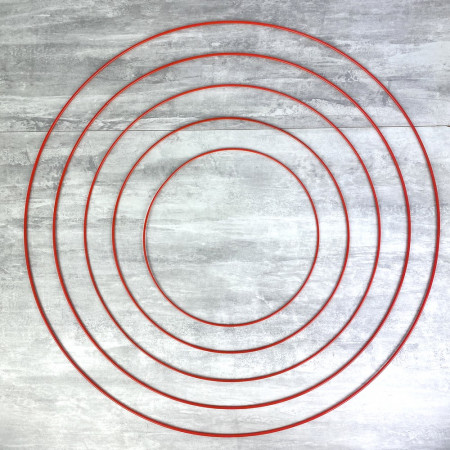 Lot 5 Cercles métal rouge Ø 30 cm à 70 cm, Anneaux en Epoxy pour Attrape rêves, abat-jour