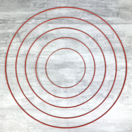 Lot 5 Cercles métal rouge Ø 20 cm à 60 cm, Anneaux en Epoxy pour Attrape rêves, abat-jour