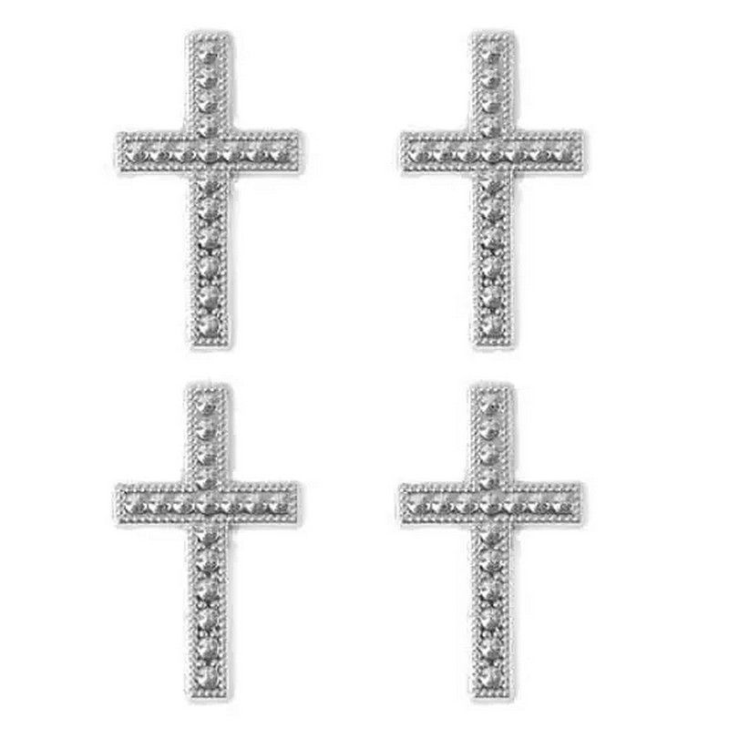 Lot de 50 Croix argentées décoratives à éparpiller ou à coller, longueur 25 mm