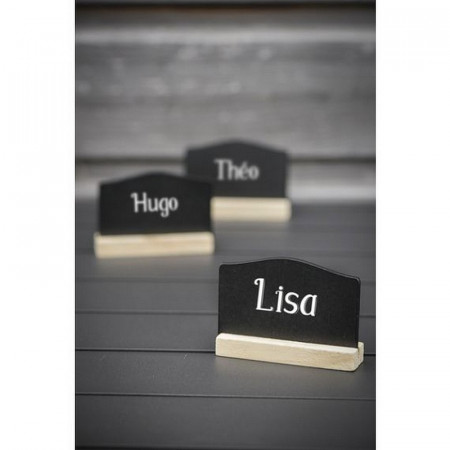 Lot de 4 marques-places en ardoise et bois, 7,5 cm x 5,1 cm, mariage, anniversaire, naturel vintage champêtre